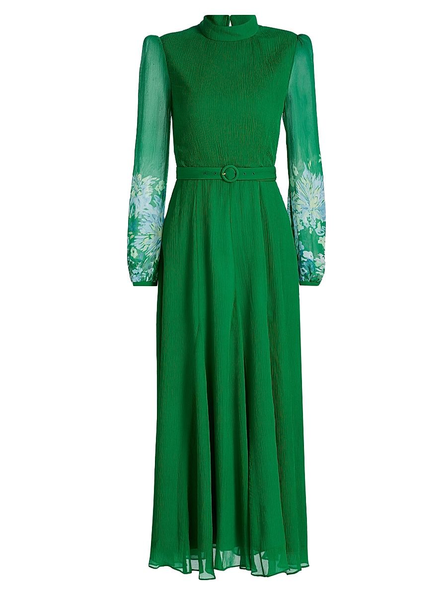 Women's Jacqui Belted Midi-Dress - Chrystanthemum Border - Size 10