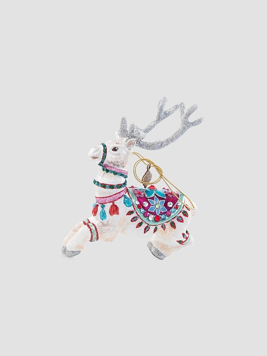 Holiday Cupid Reindeer Glass Ornament - Jewel