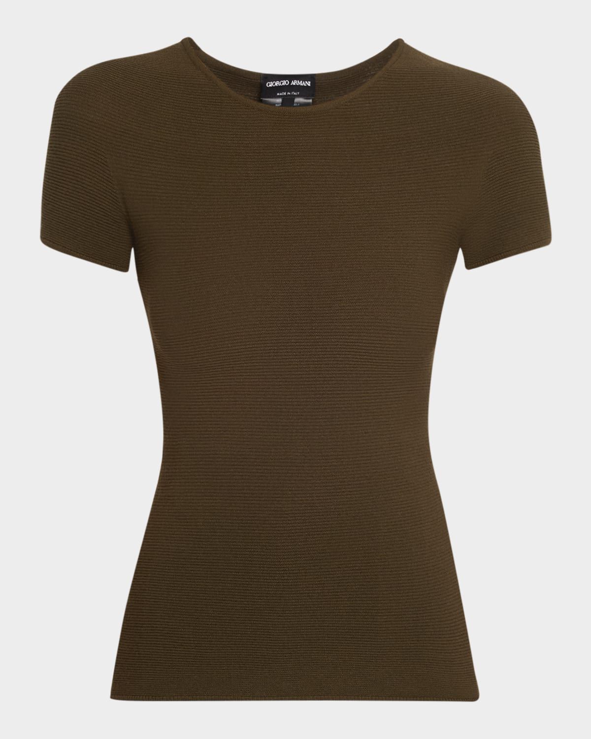 Ottoman Knit Fitted Short-Sleeve T-Shirt