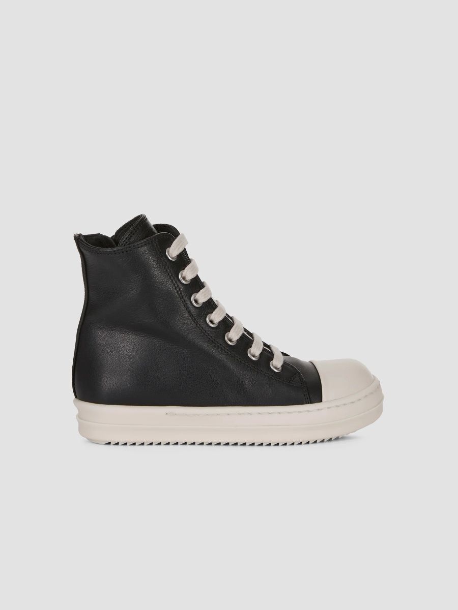Rick Owens Unisex Little Kid's & Kid's Leather High-Top Sneakers - Black And Milk - Size 3.5 (Child)