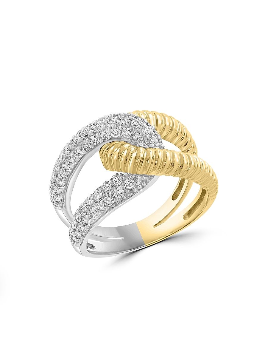 Women's 14K White & Yellow Gold & 0.74 TCW Diamond Ring - White Gold Yellow Gold - Size 7
