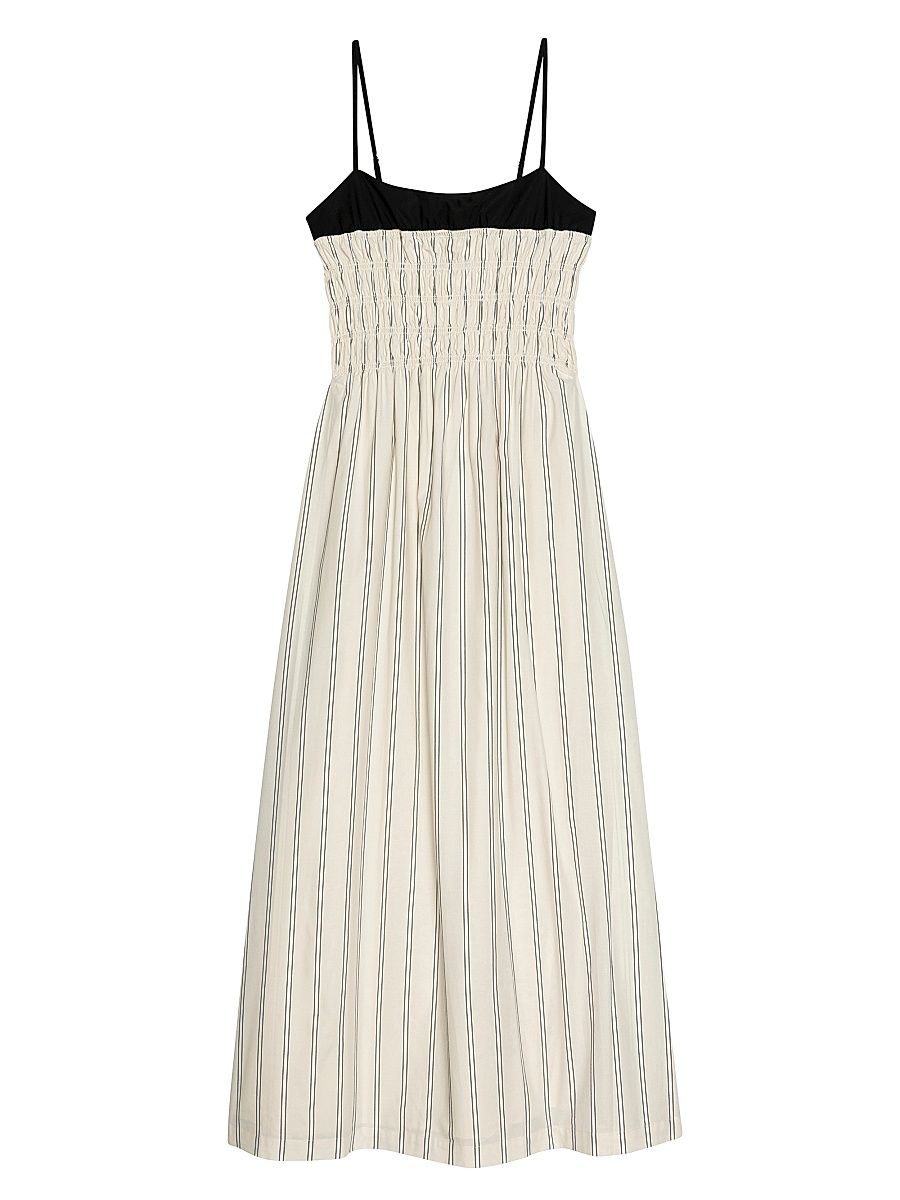 Women's Primrose Striped Cotton Smocked Midi-Dress - Palma Stripe - Size XL