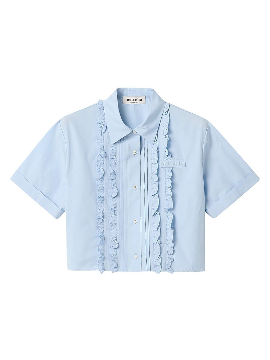 Women's Poplin Shirt - Blue - Size 8