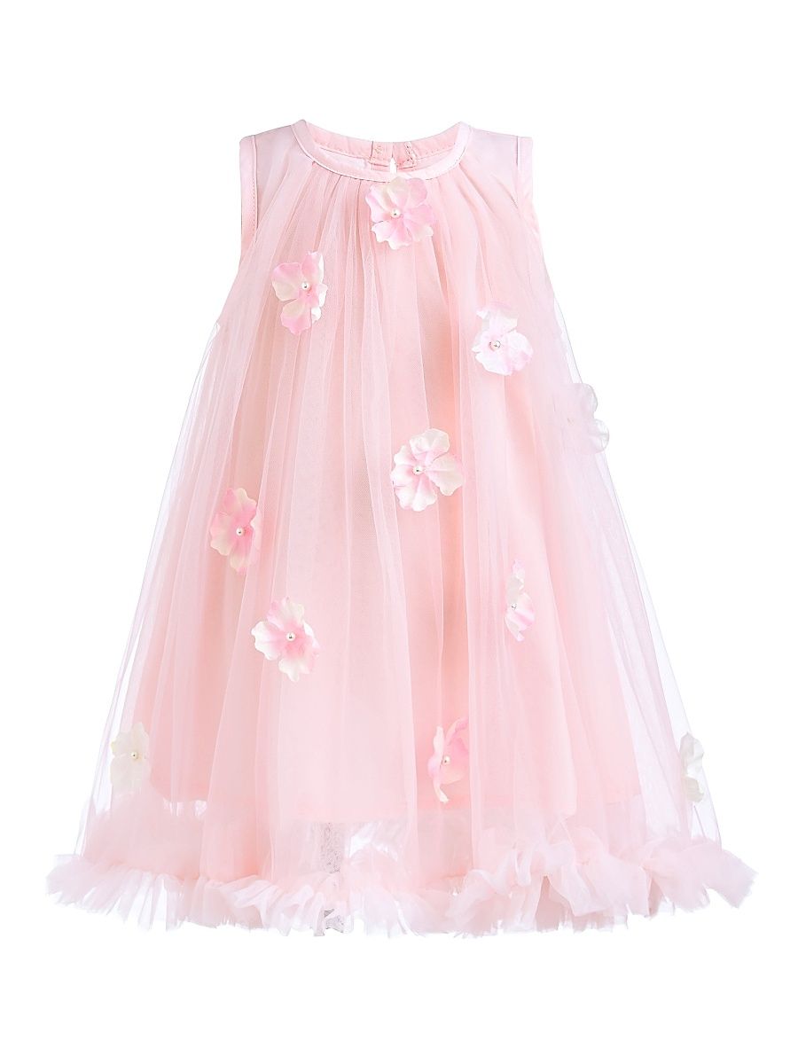 Little Girl's Tulle Layered Floral Dress - Blush - Size 6