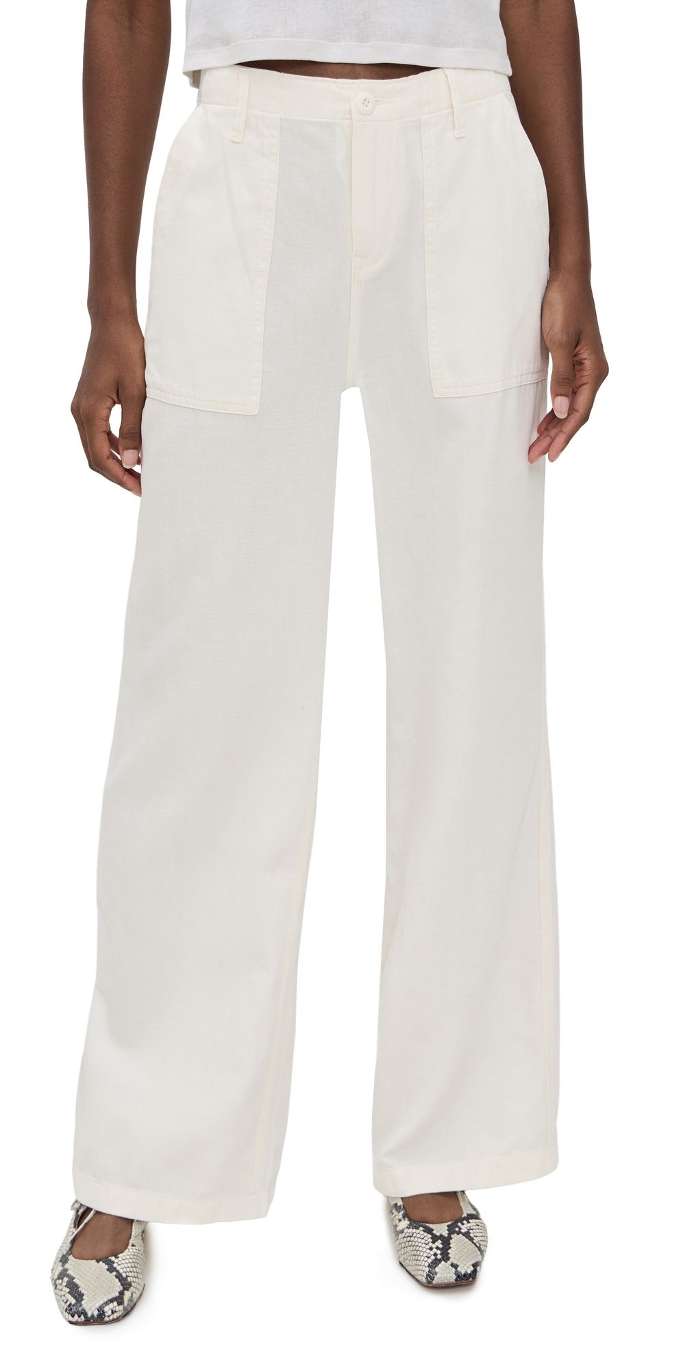 Good American Lite Linen Pants Cloud White001 12
