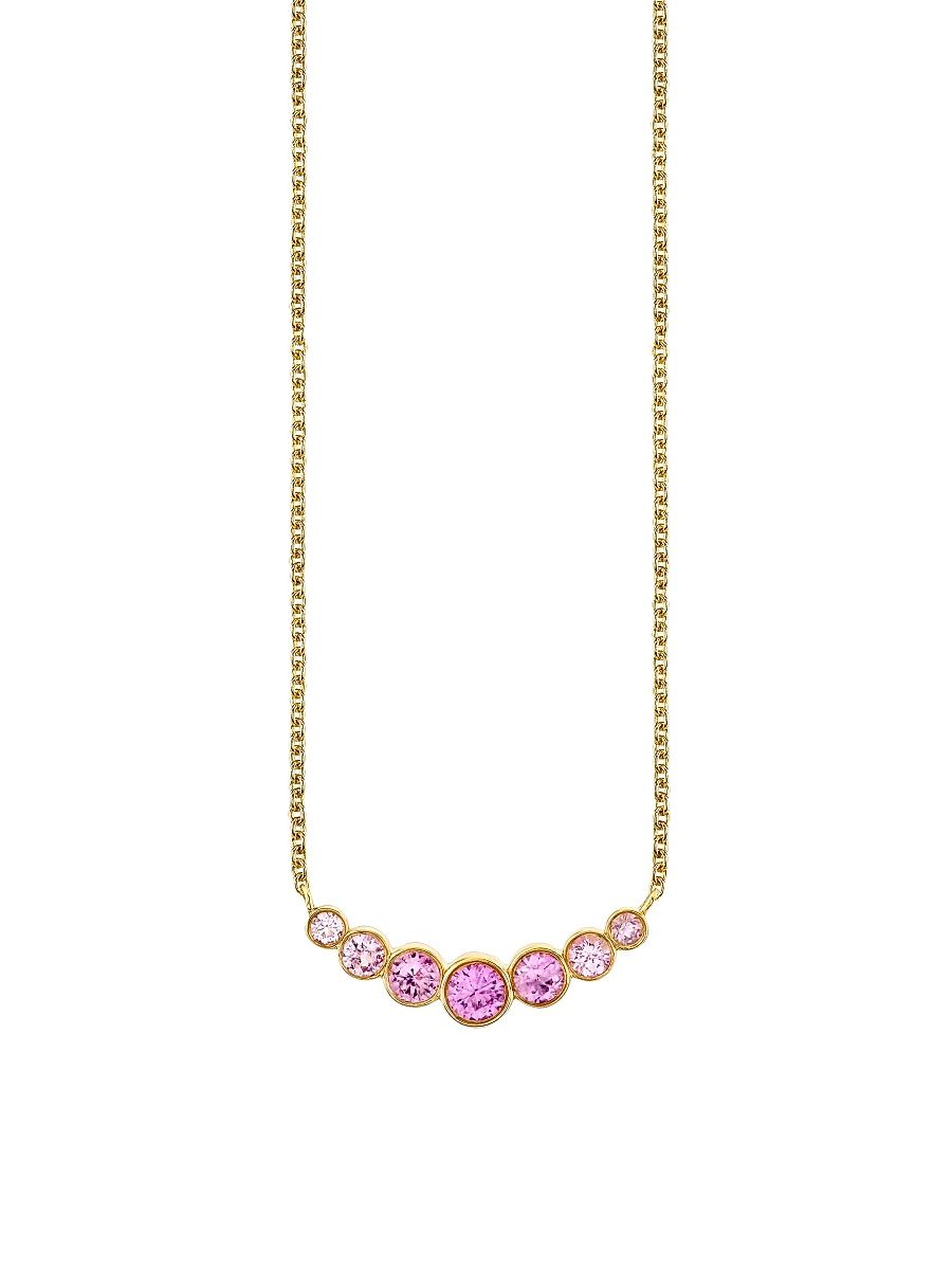 Women's Under The Sea 14K Yellow Gold & Pink Sapphire Bar Pendant Necklace - Yellow Gold