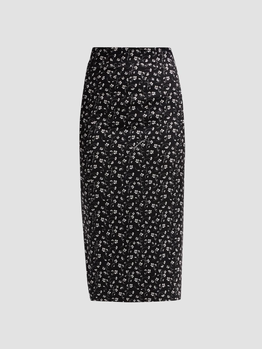 Dolce & Gabbana Women's Printed Pencil Midi Skirt - Quadrifogli Nero - Size 10