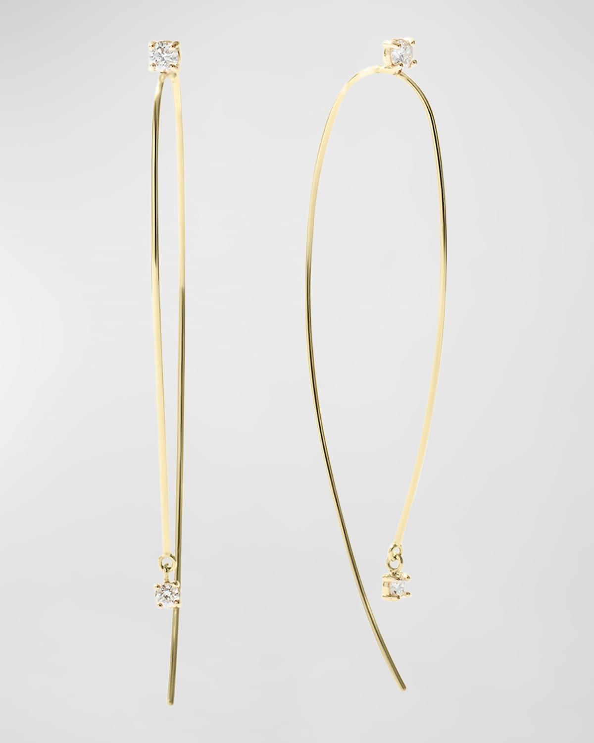 14K Gold Hooked On Hoops With Diamonds