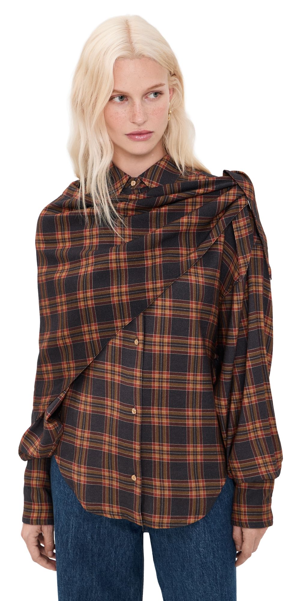 ESSENTIEL ANTWERP Kiss Oversized Shirt With Scarf Combo1 Firestarter M