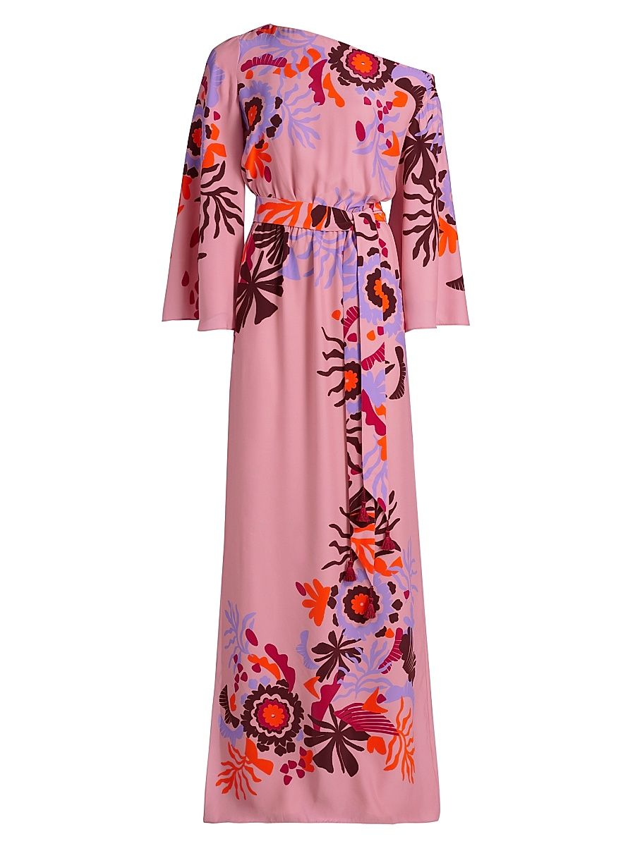 Women's Christy Floral One-Shoulder Maxi Dress - Paradise Mirage Quartz Pink - Size Medium