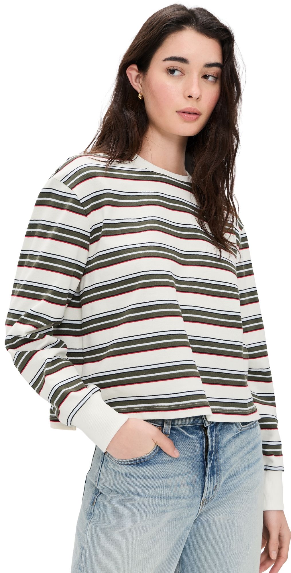 Joe's Jeans The Long Sleeve Boxy Tee Ivy Multi Stripe M