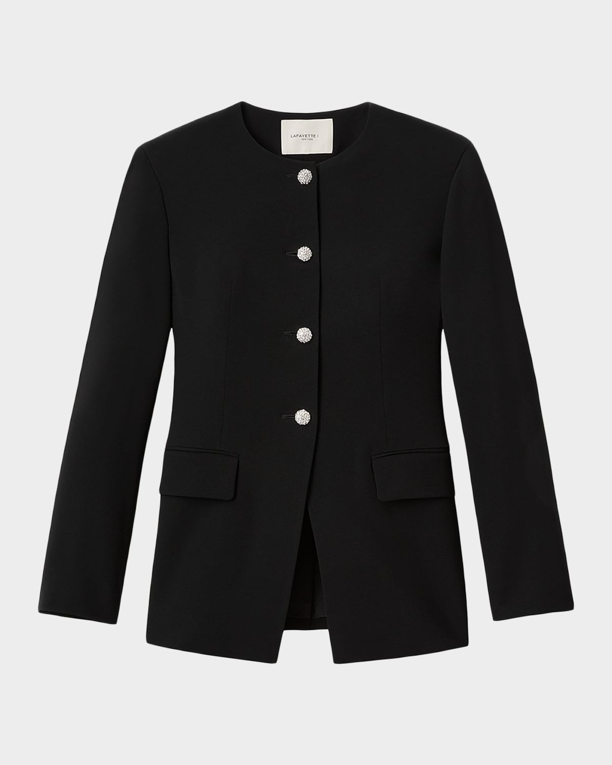 Rhinestone-Button Finesse Crepe Jacket