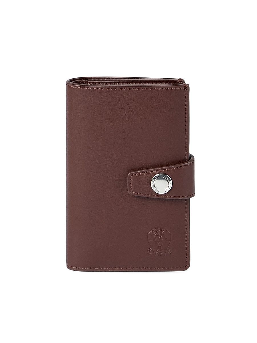 Men's Smooth Calfskin Wallet with Zipper - Brown
