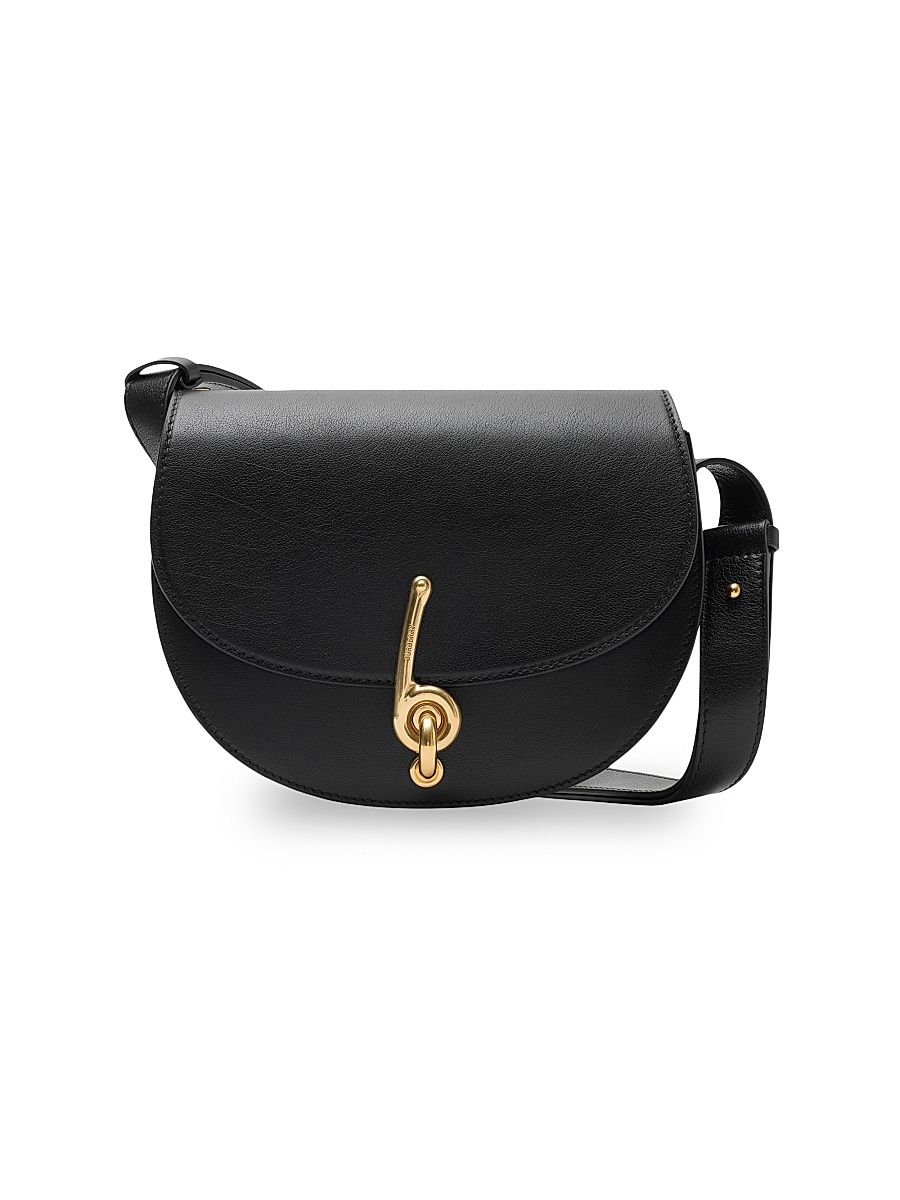 Women's Bridle Leather Crossbody Saddle Bag - Black