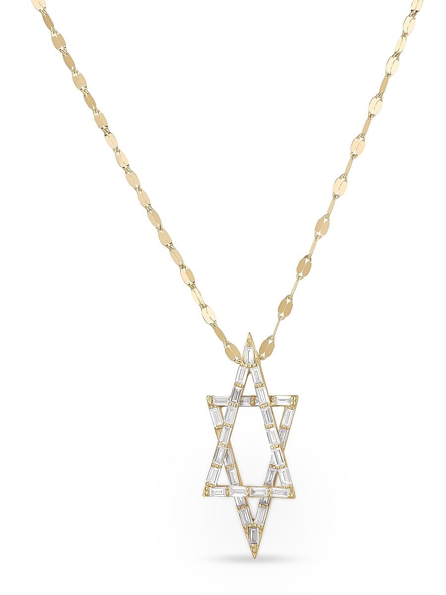 Women's 14K Yellow Gold & 0.93 TCW Diamond Star Of David Pendant Necklace - Yellow Gold