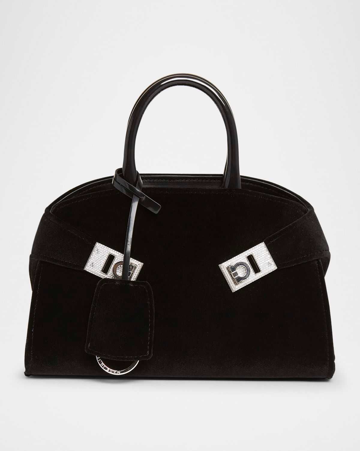 Hug Strass Velvet Top-Handle Bag