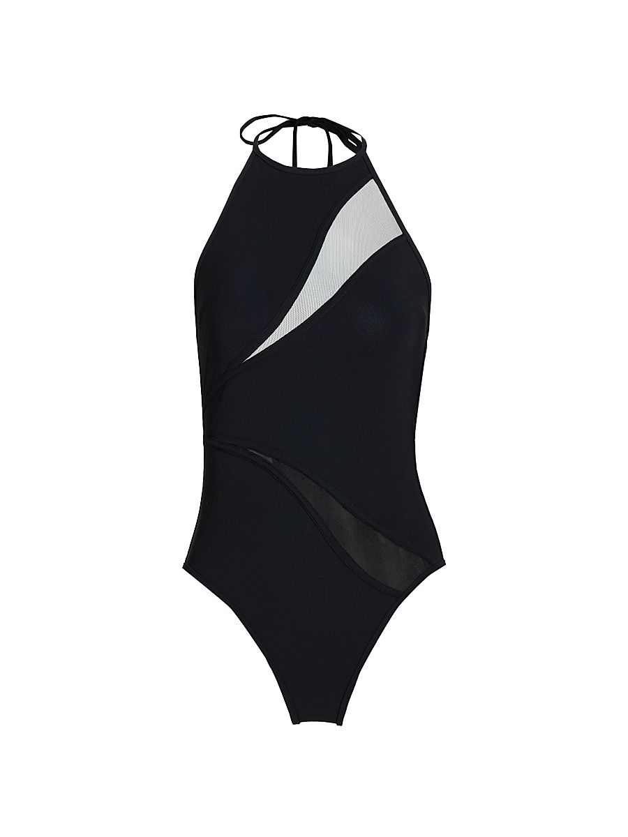 Women's Wanderlust Spliced Mesh Swimsuit - Black - Size 8