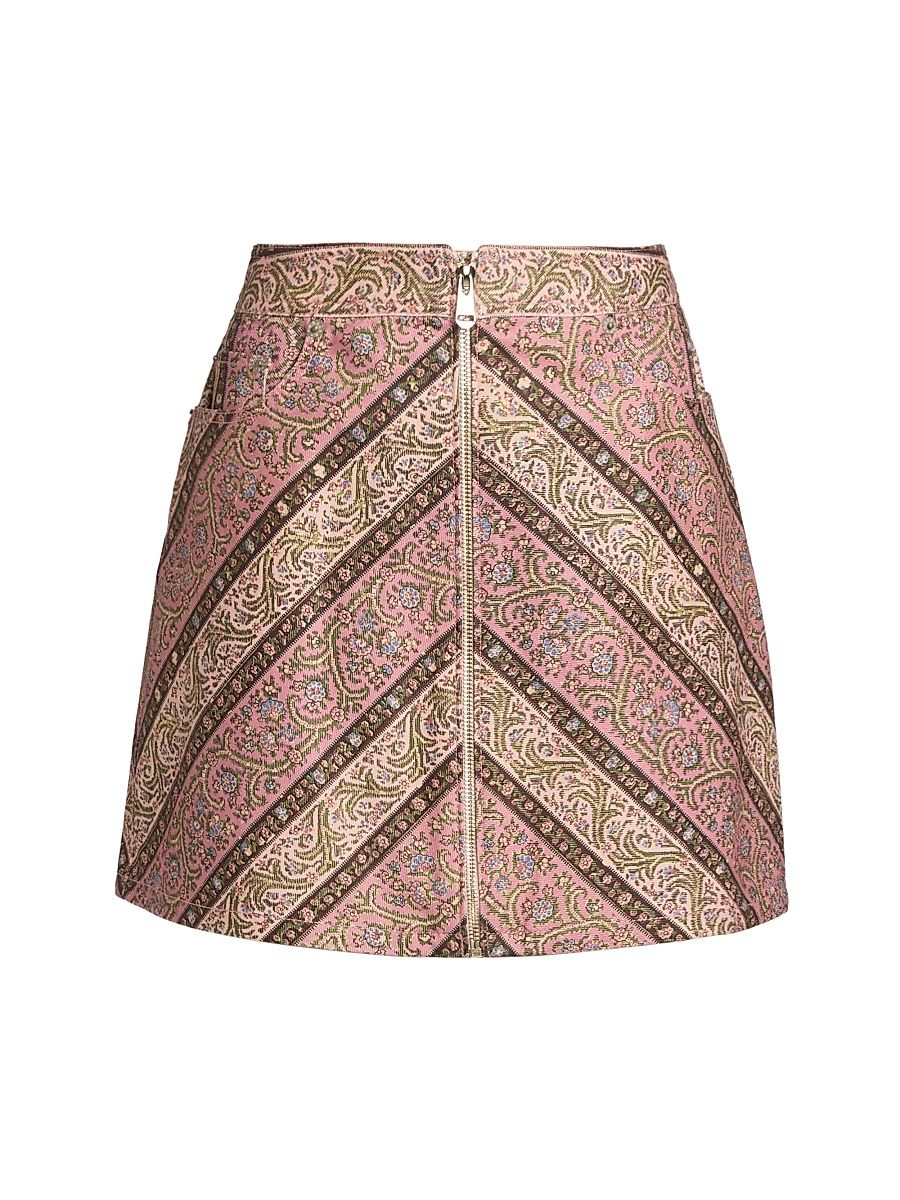 Women's Nicole Pepper Paisley Denim Miniskirt - Amour Pink Multi - Size 14