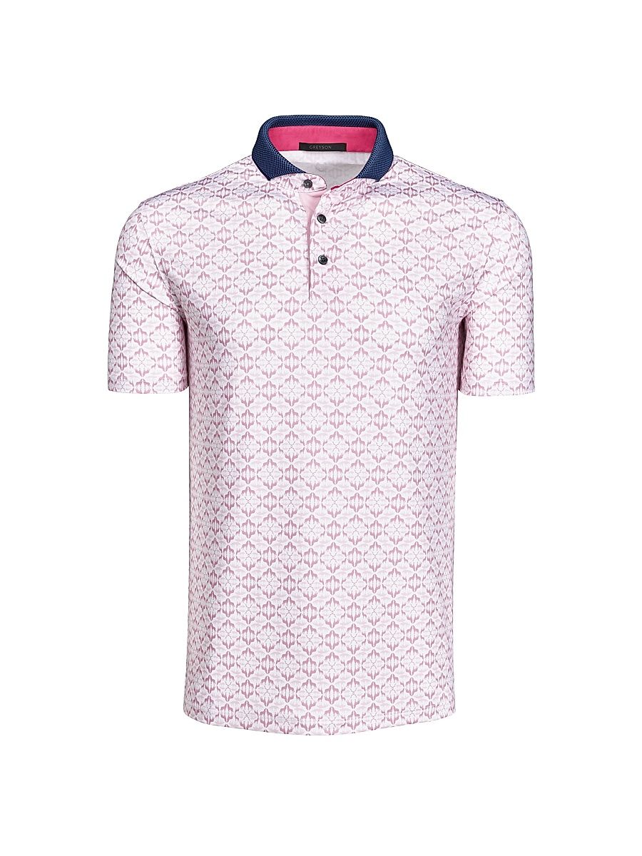 Men's Wolf Labryinth Printed Polo Shirt - Sunrise - Size XXL