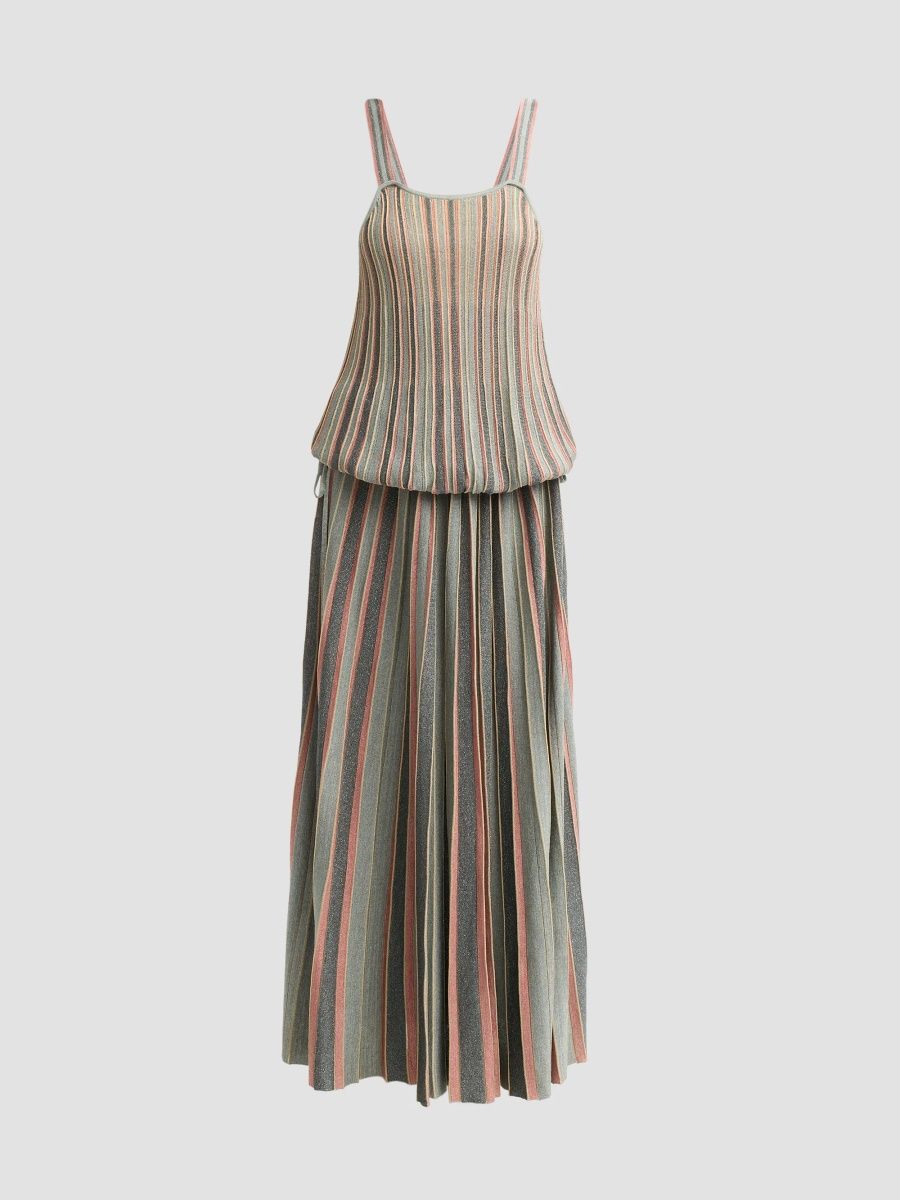 Zimmermann Women's Echo Metallic Striped Maxi Dress - Metallic Teal Multi - Size 0