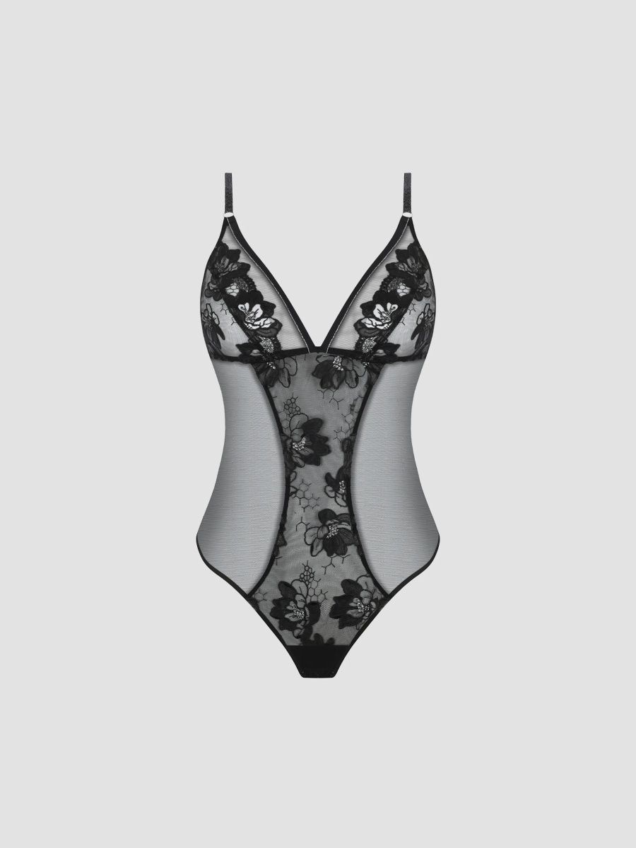 Lise Charmel Women's Cuir Sexy Couture Bodysuit - Noir Argent - Size XL