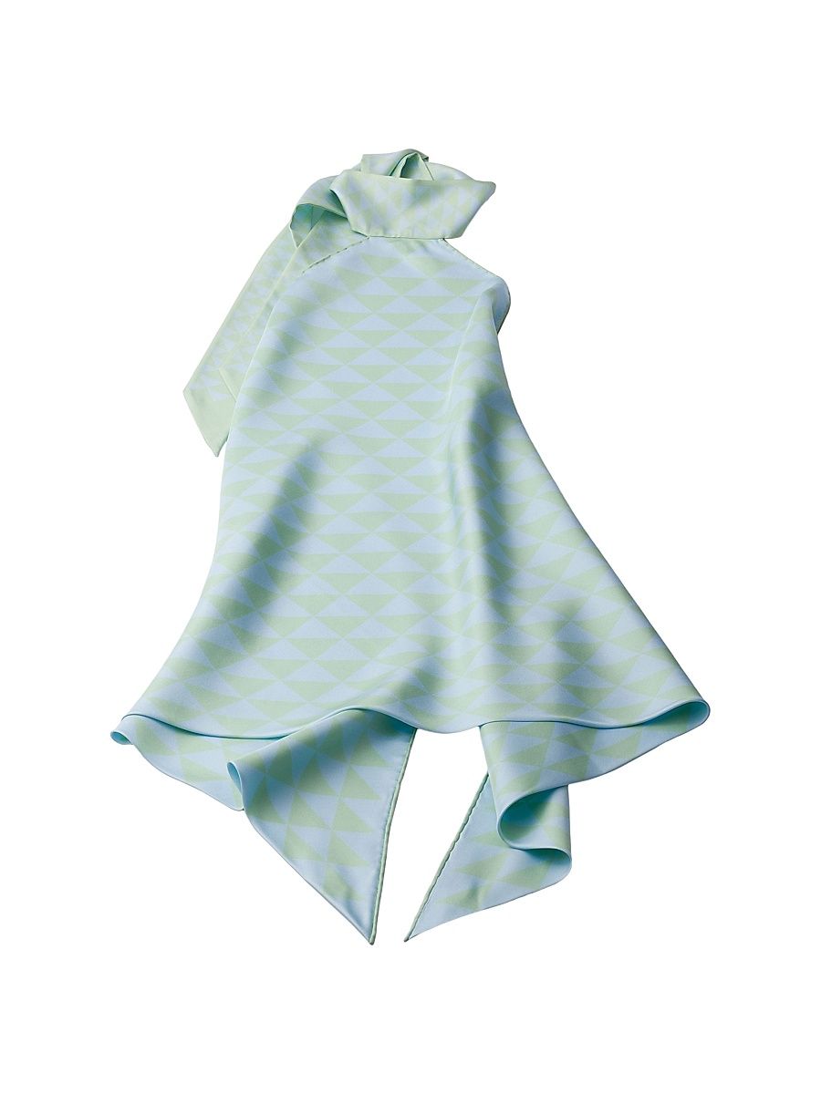 Women's Printed Silk Twill Halter Top - Green