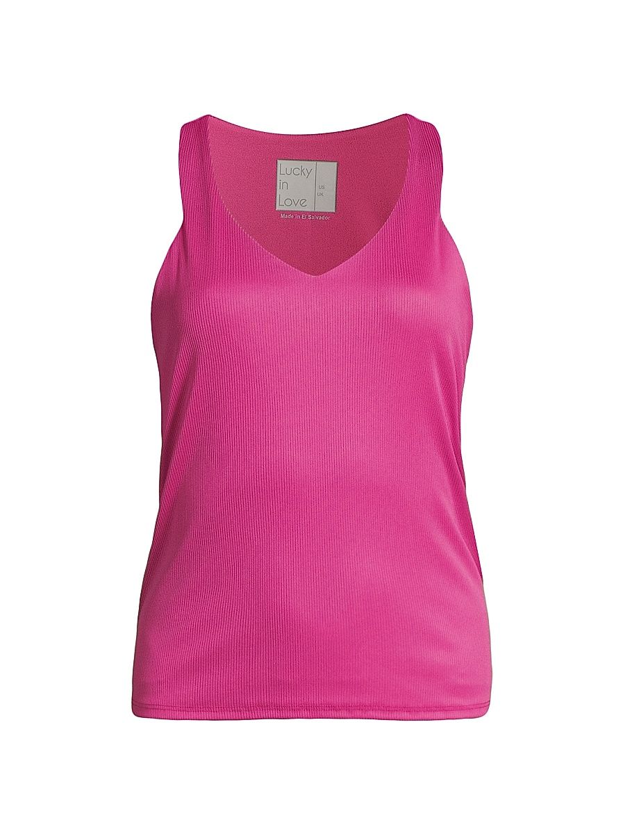 Women's PS I Love You Clubhouse Ribbed Tank Top - Mulberry - Size XL