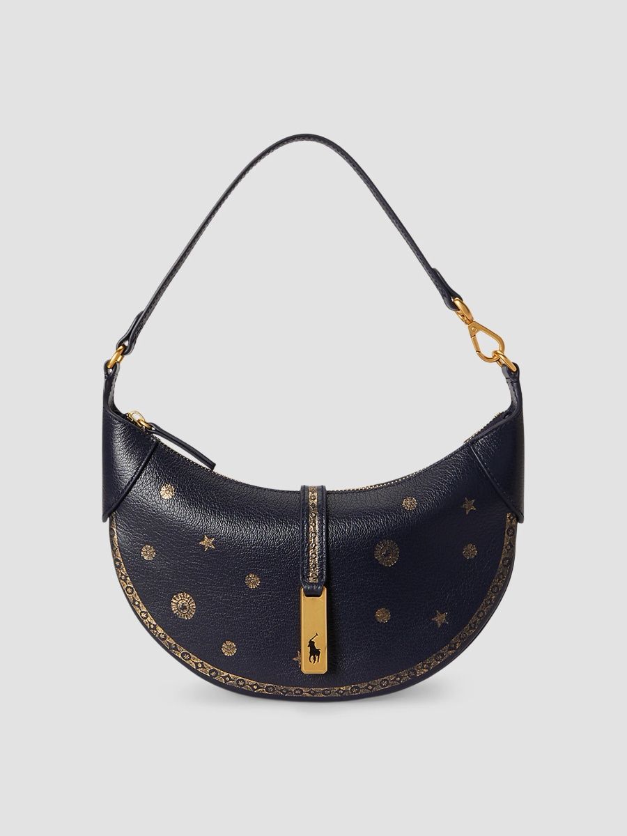 Polo Ralph Lauren Women's Stamped Leather Shoulder Bag - Midnight Navy