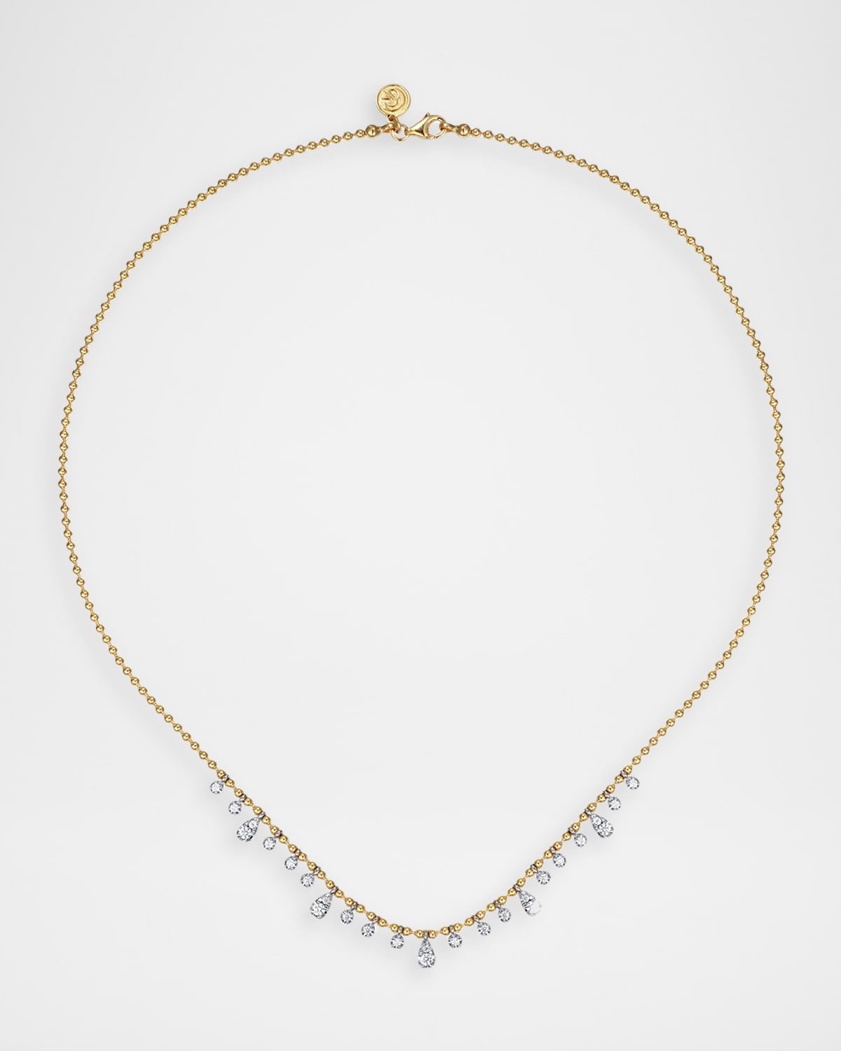 14K White and Yellow Gold Diamond Bujukan Droplet Necklace