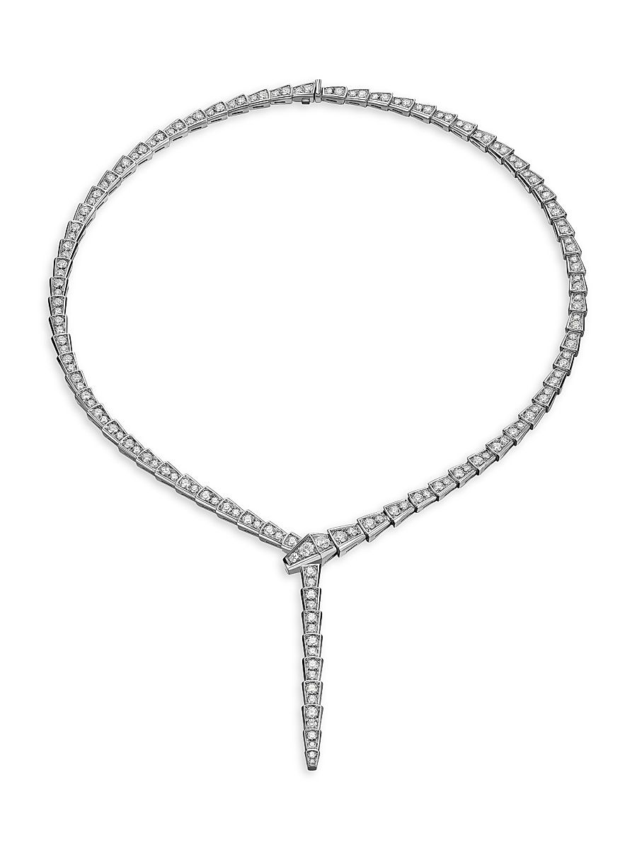 Women's Serpenti Viper 18K White Gold & Pavè Diamond Necklace - White Gold