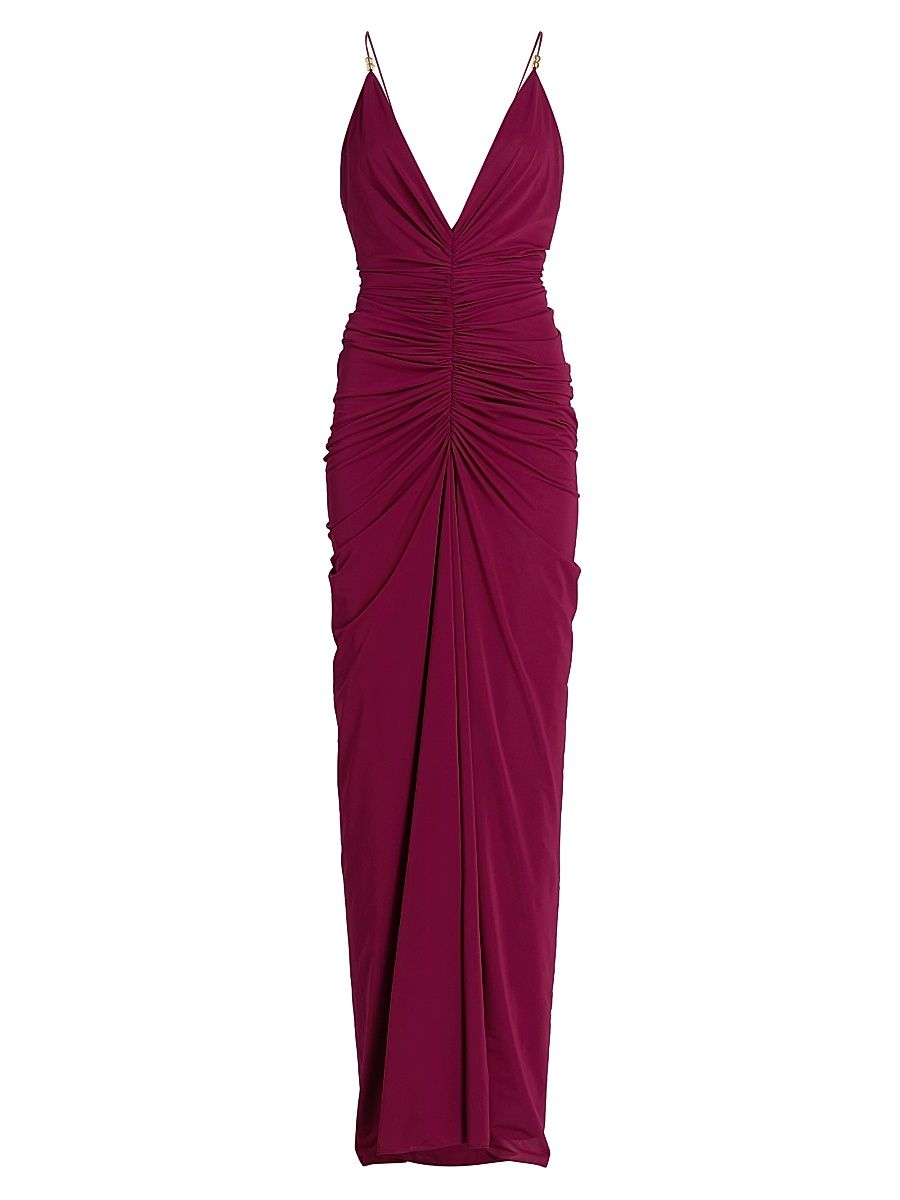 Women's Anya Ruched Maxi Dress - Blackberry - Size XL