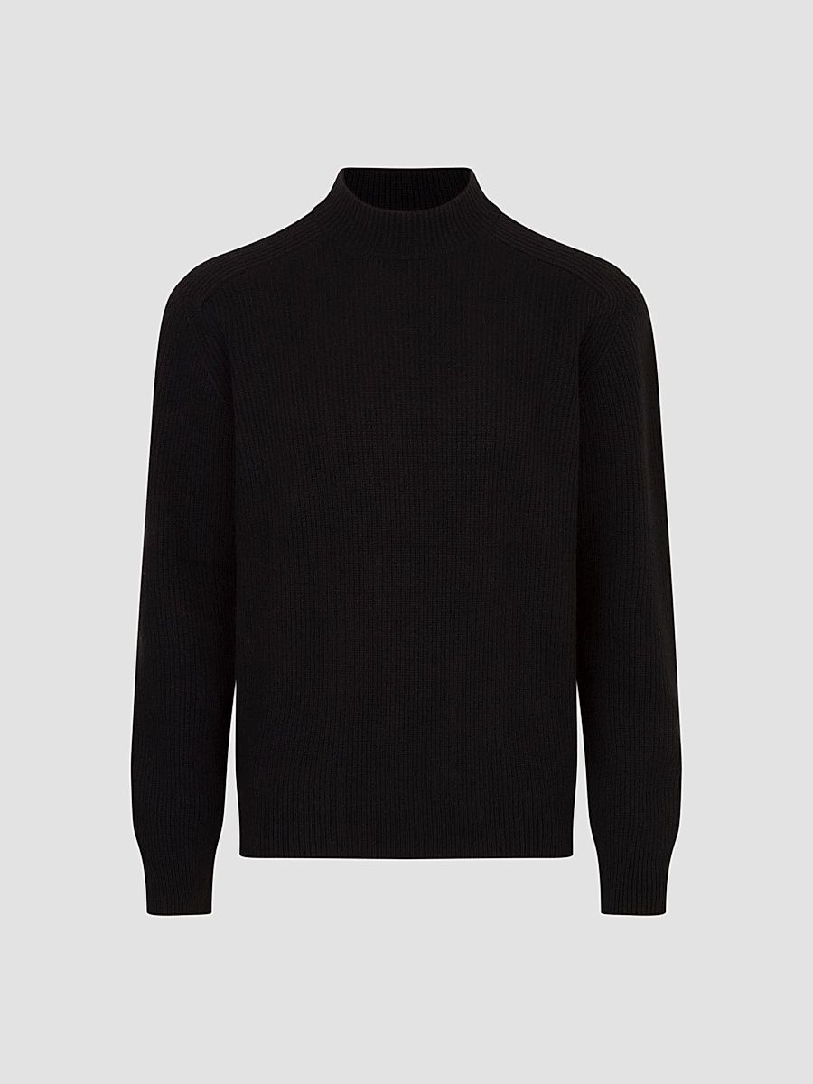 Men's Wool Turtleneck Sweater - Black - Size 48