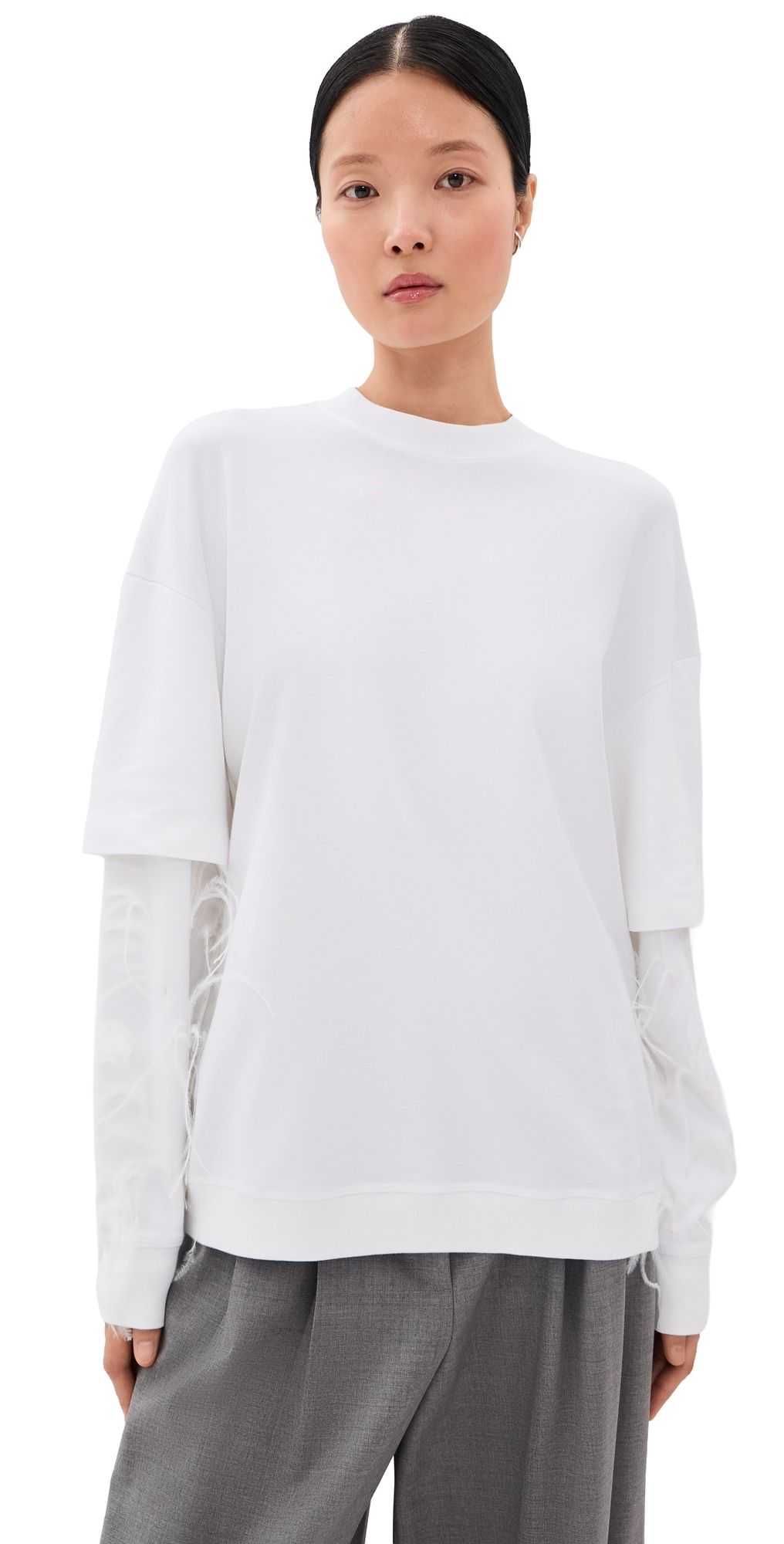 DARKPARK Troy Double Sleeve Feather Tee White XS