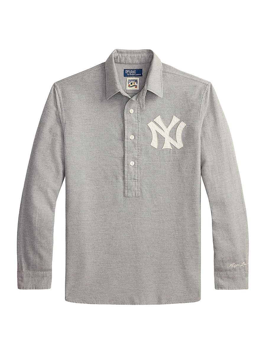 Men's Fielder New York Yankees Cotton Polo Shirt - Grey Heather - Size XS