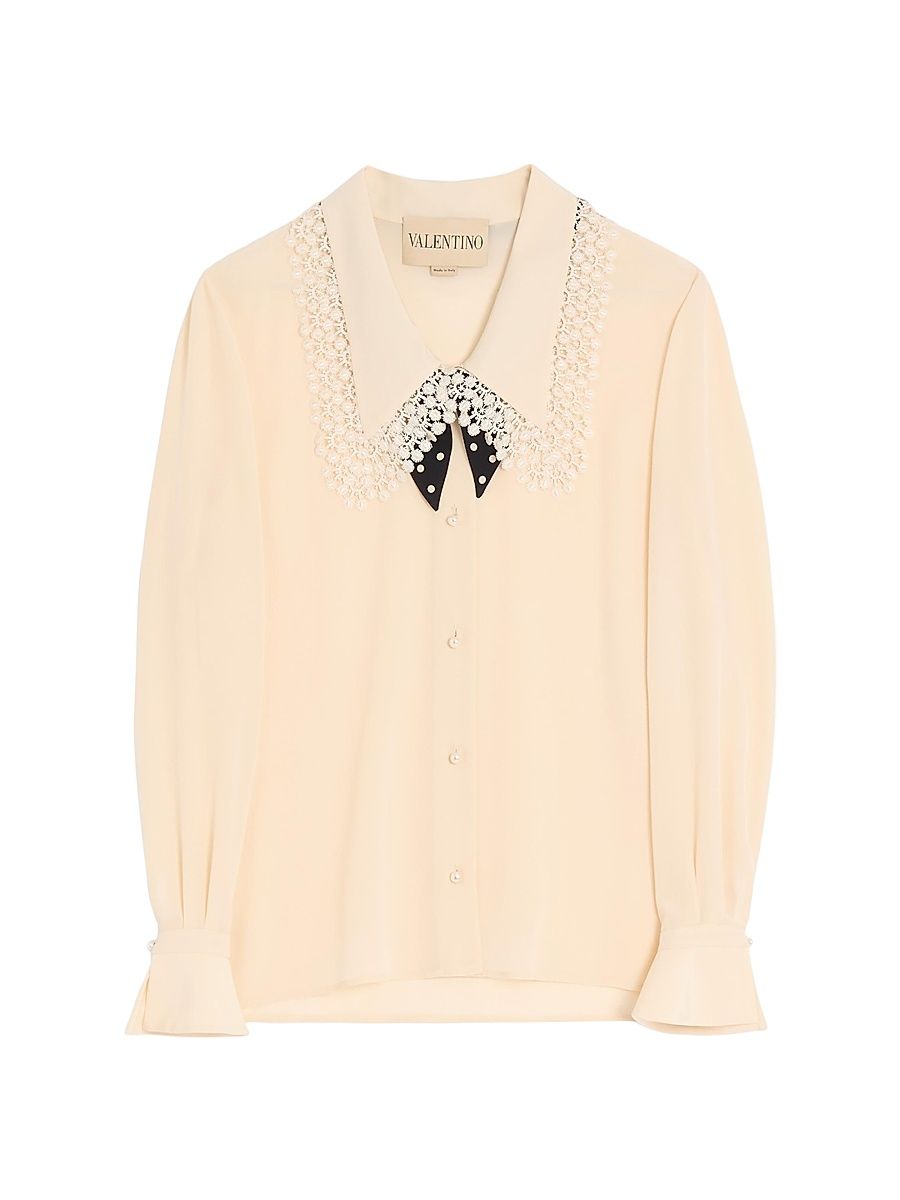 Women's Crepe De Chine Shirt - Ivory - Size 0