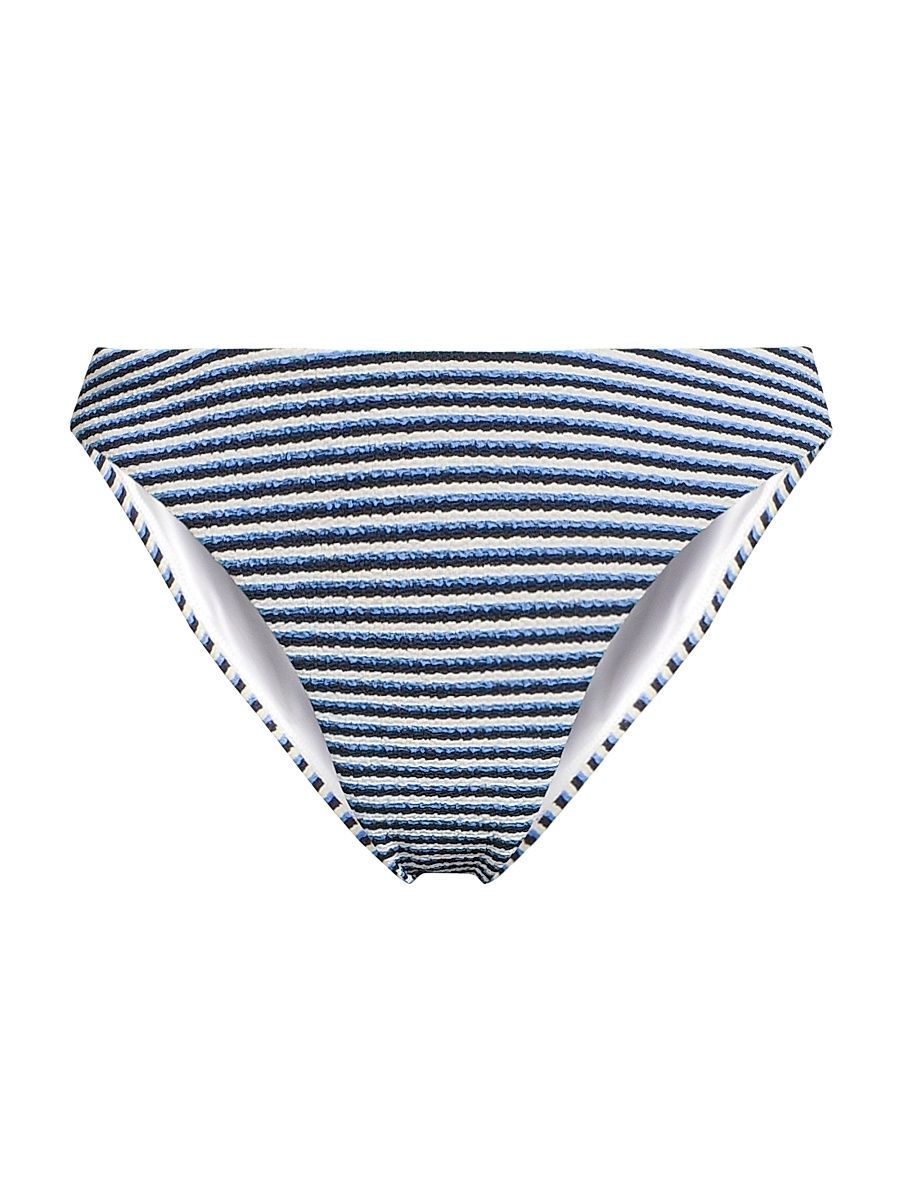 Women's Margot Striped Bikini Bottom - Navy Multi - Size Large