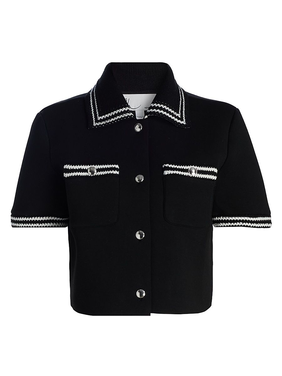 Women's Adeline Knit Bowling-Style Top - Black Combo - Size Large