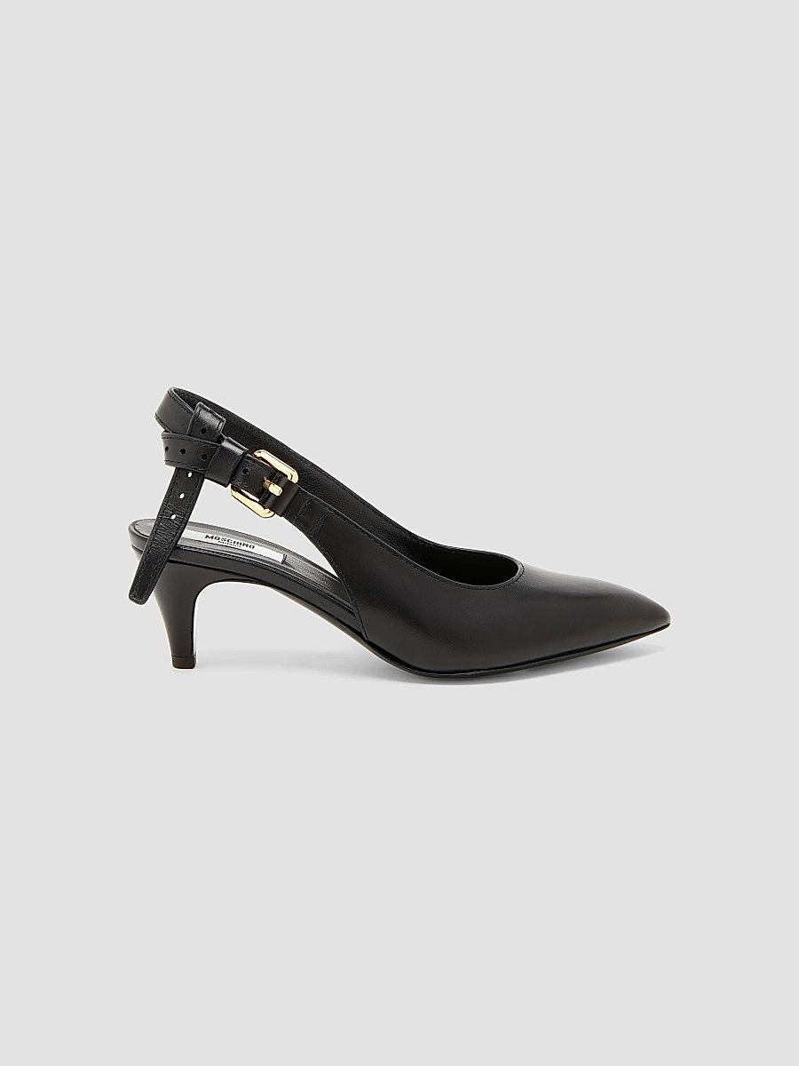 Moschino Women's Tie-Me Leather Pumps - Black - Size 11