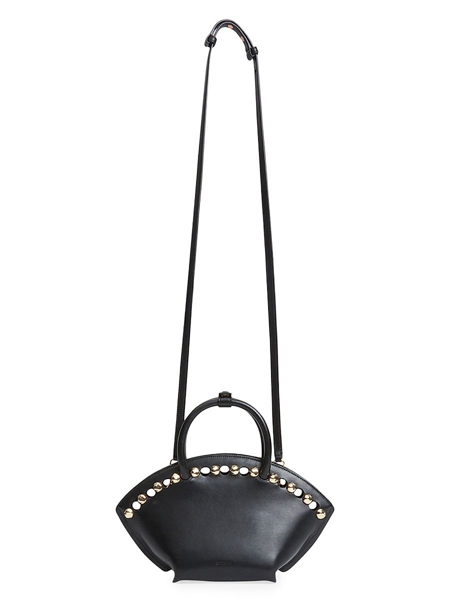 Women's Small Amaya Studded Leather Tote Bag - Black