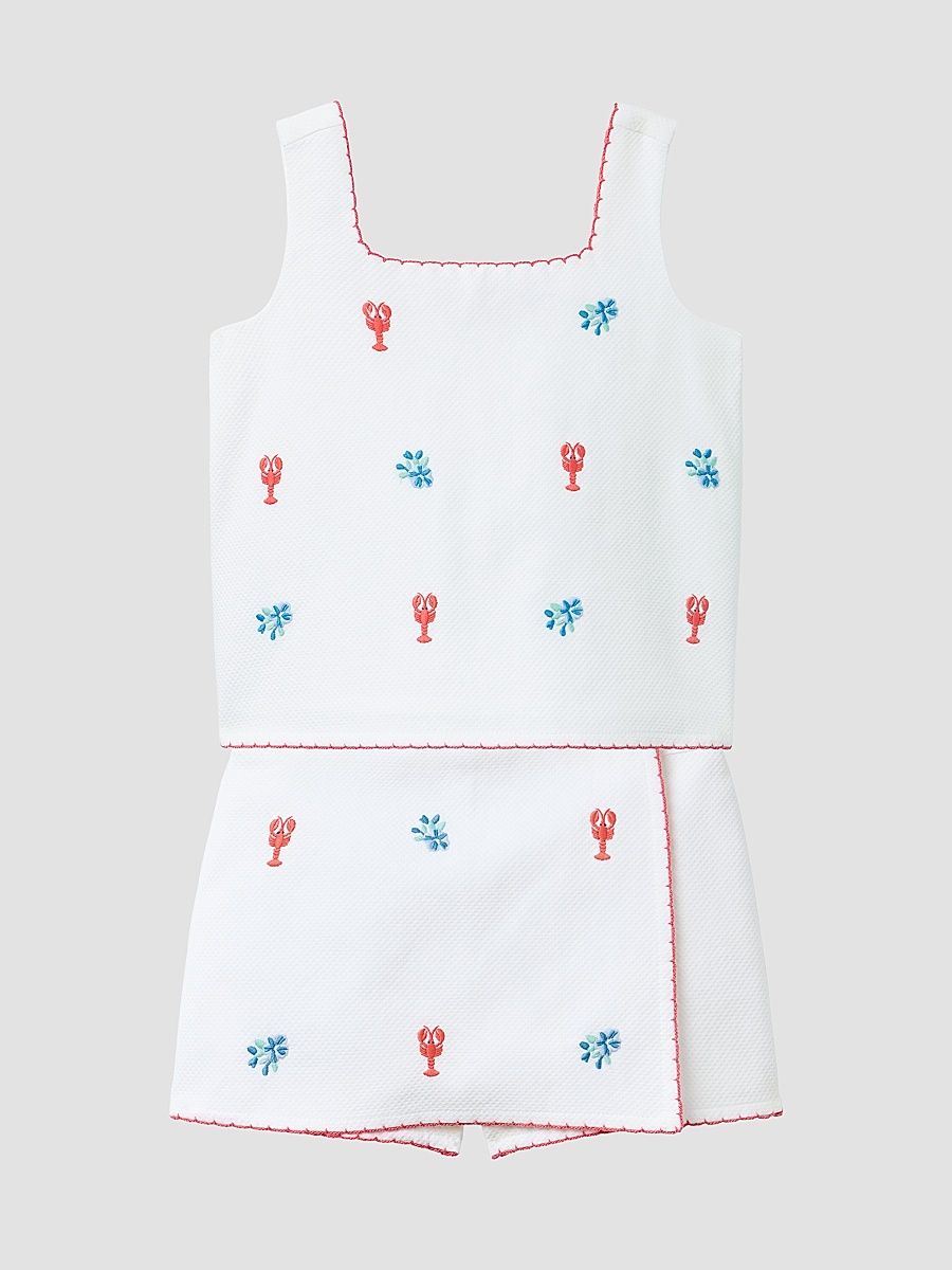 Little Girl's & Girl's Embroidered Lobster Top & Skort Set - Size 10