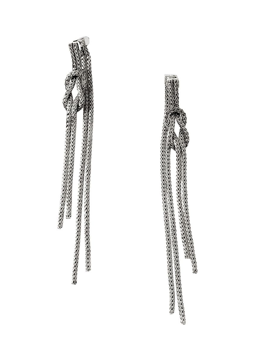 Women's Classic Chain Sterling Silver Love Knot Drop Earrings - Silver