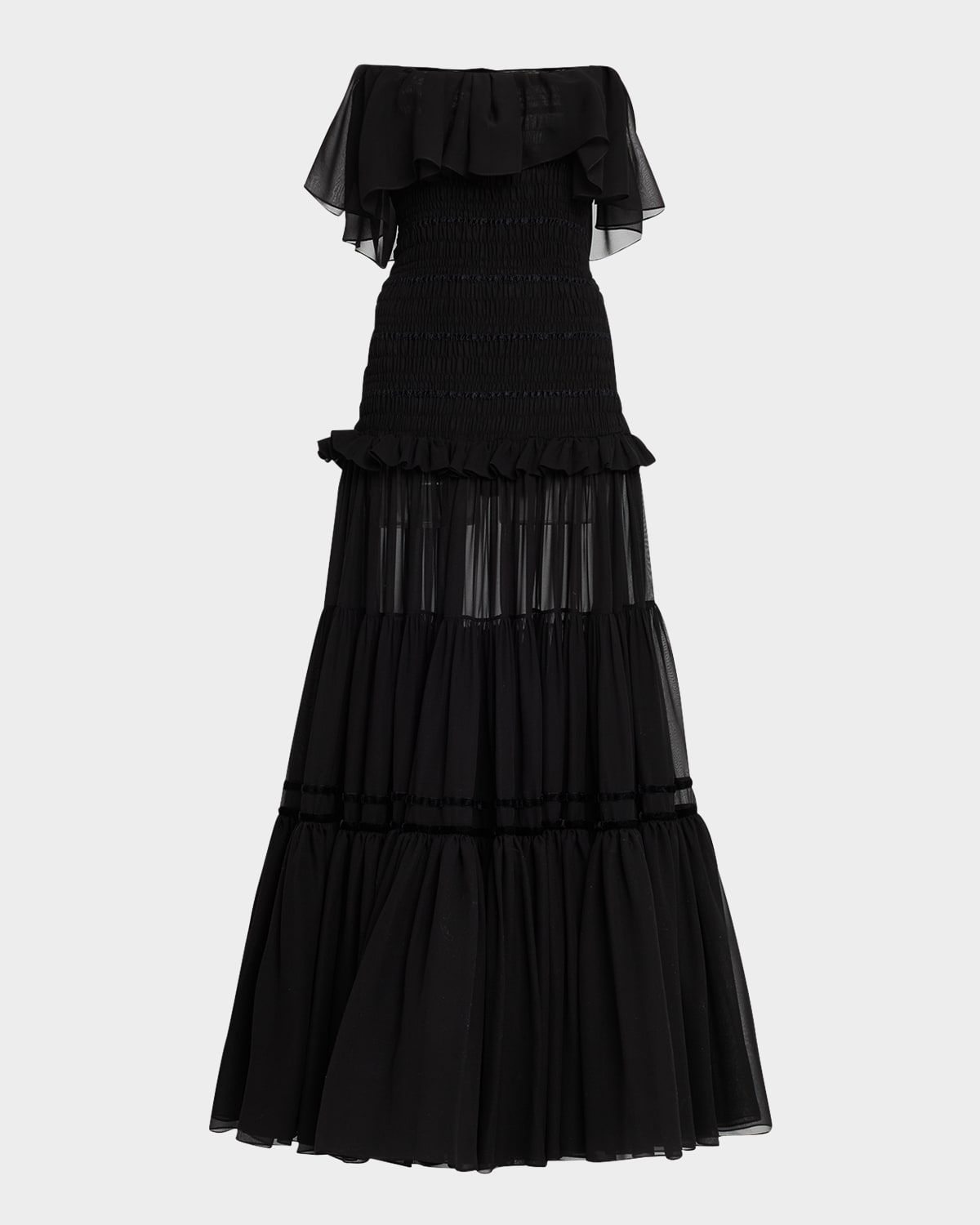 Strapless Ruffle Tiered Maxi Dress