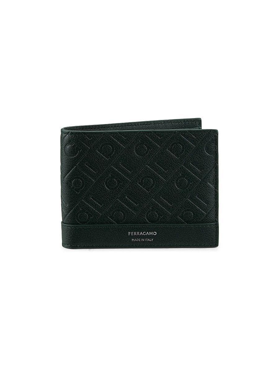 Men's MD Embossed Gancio Bi-Fold Wallet - Moss