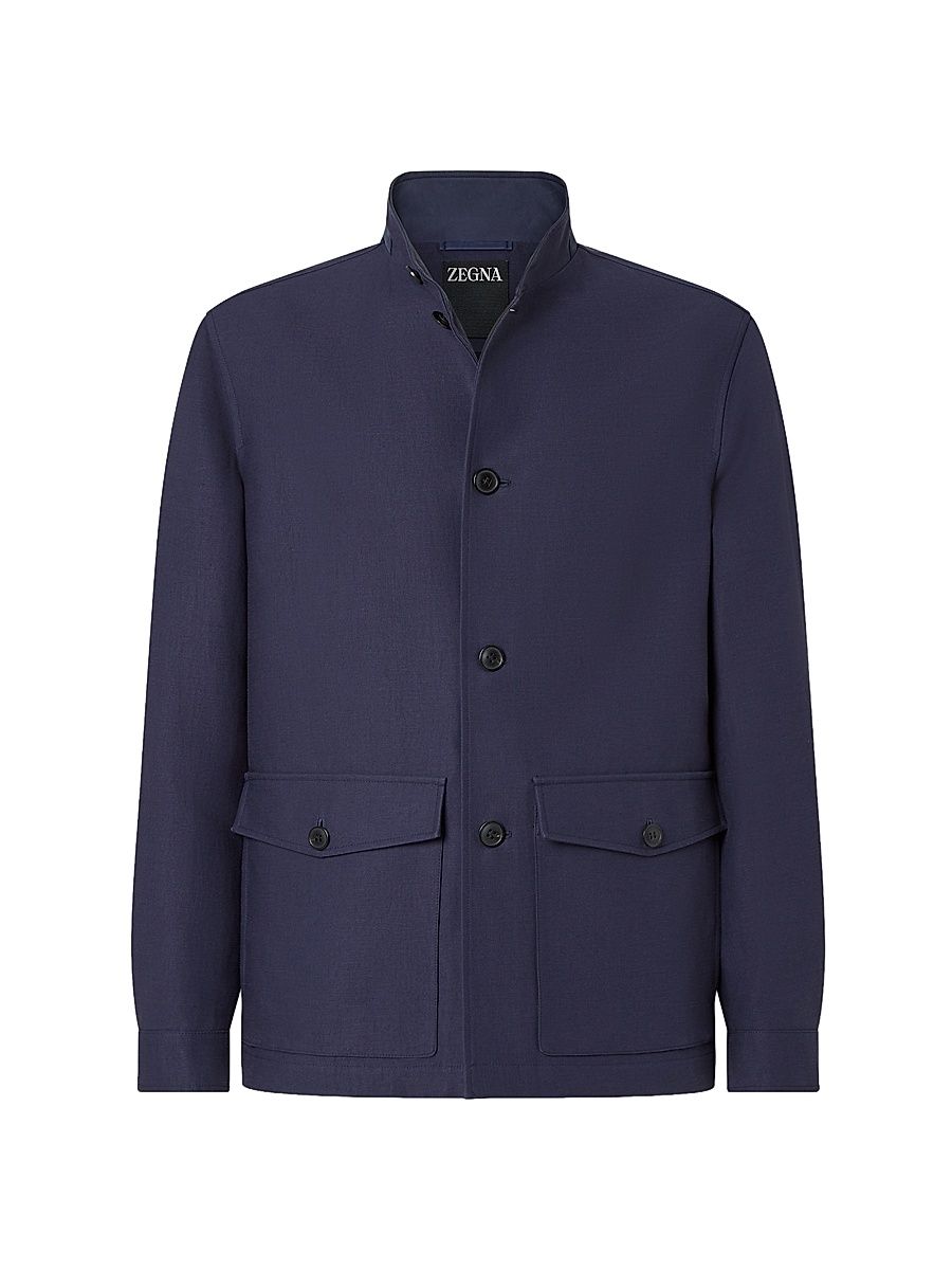 Men's Cotton and Hemp Chore Coat - Dark Indigo Blue - Size 48