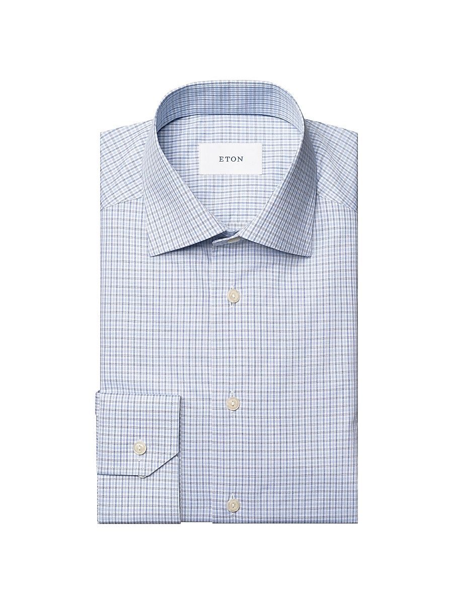 Men's Slim-Fit Check Shirt - Blue - Size 16.5