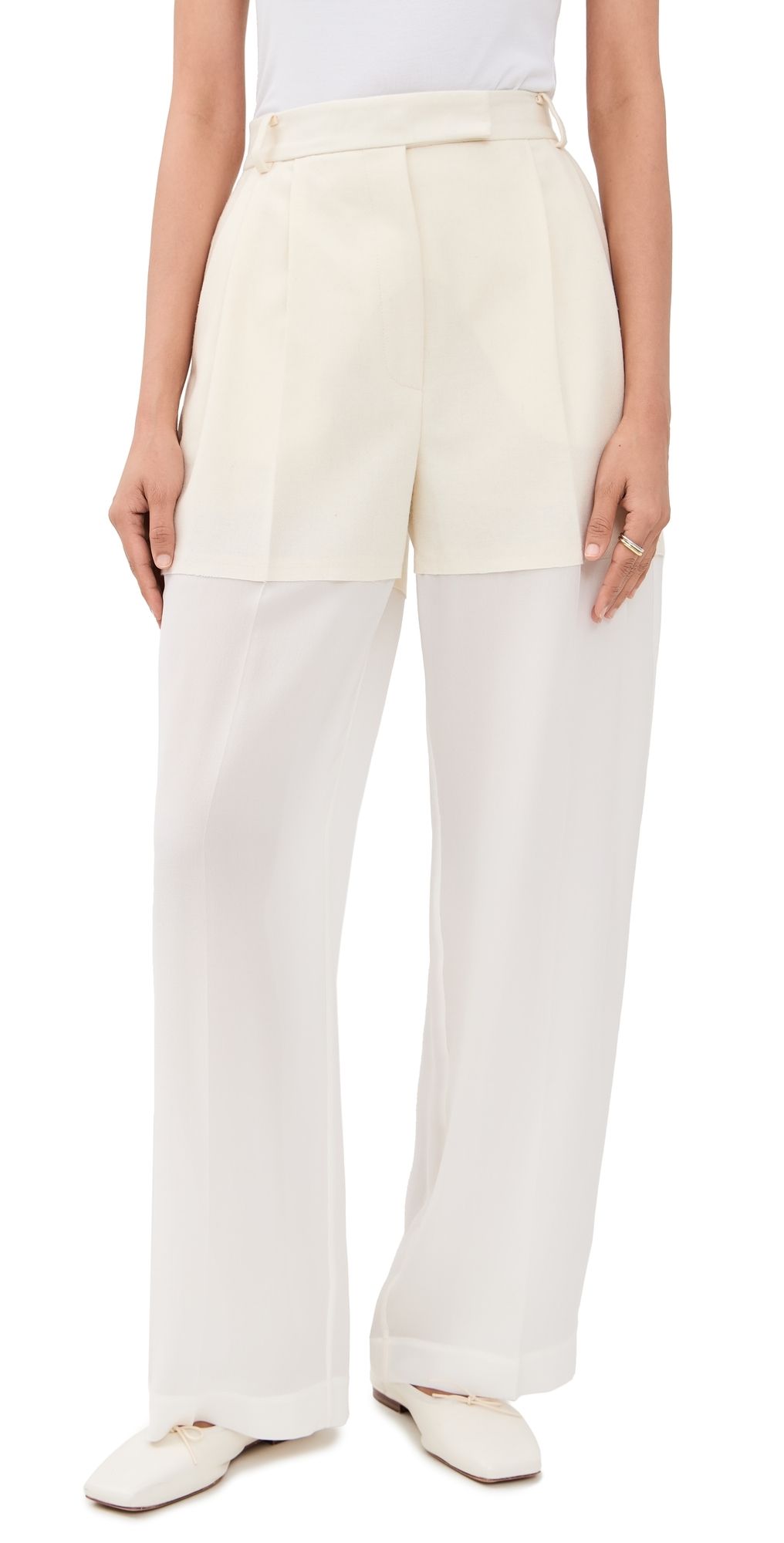 FRENKEN Best Large Flannel And Silk Pants Ivory 38