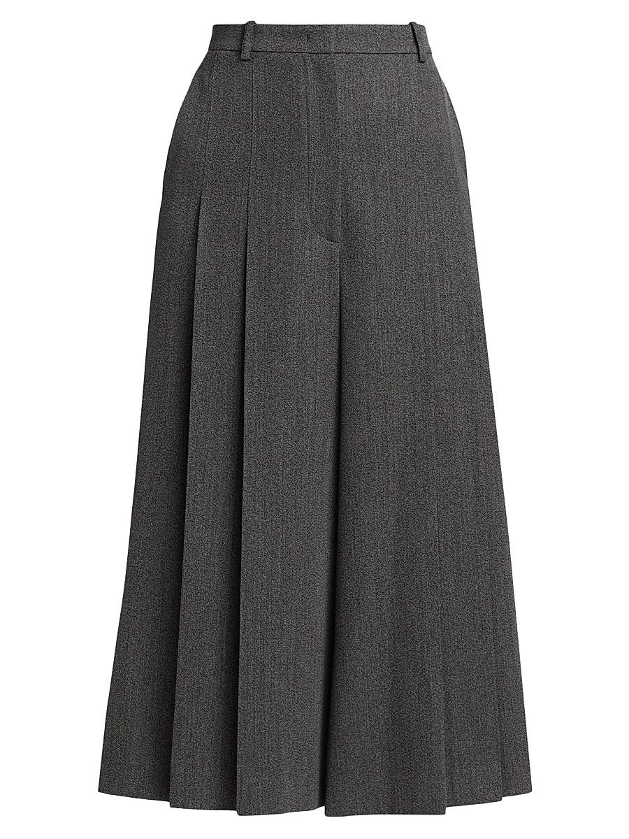 Women's Wool Wide-Leg Culotte Pants - Black Pearl - Size 8