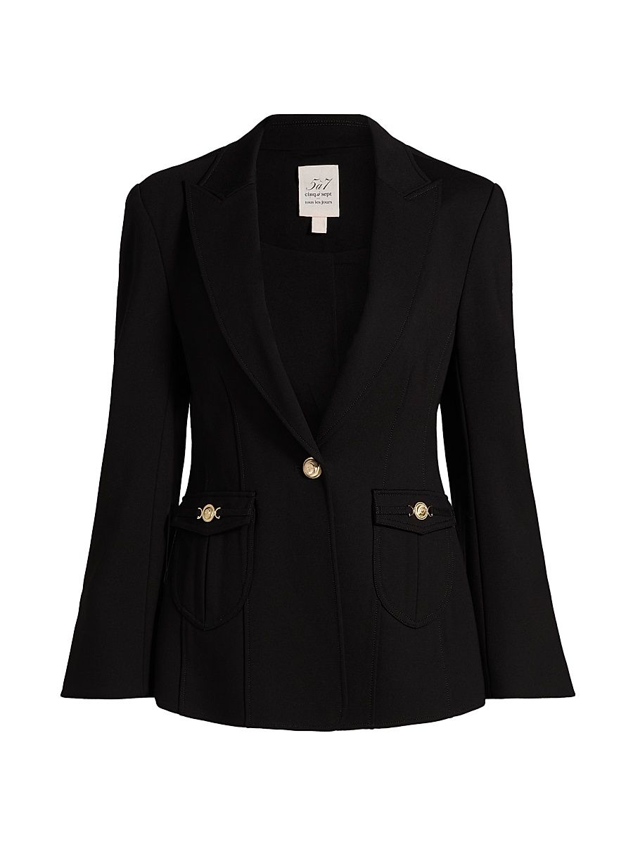 Women's Sable Peak-Lapel Blazer - Black - Size 12