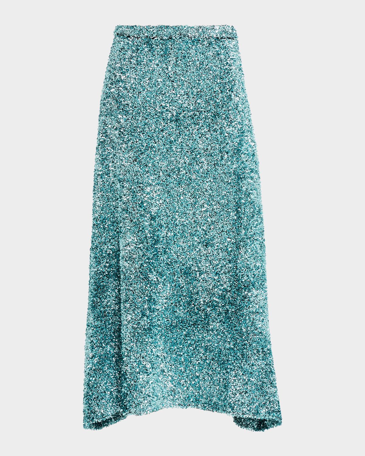 Zander Metallic Tinsel Knit Midi Skirt
