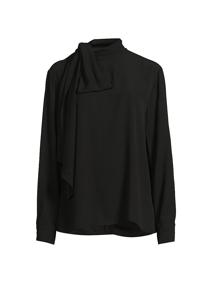 Women's Elea Silk Tieneck Top - Black - Size XL